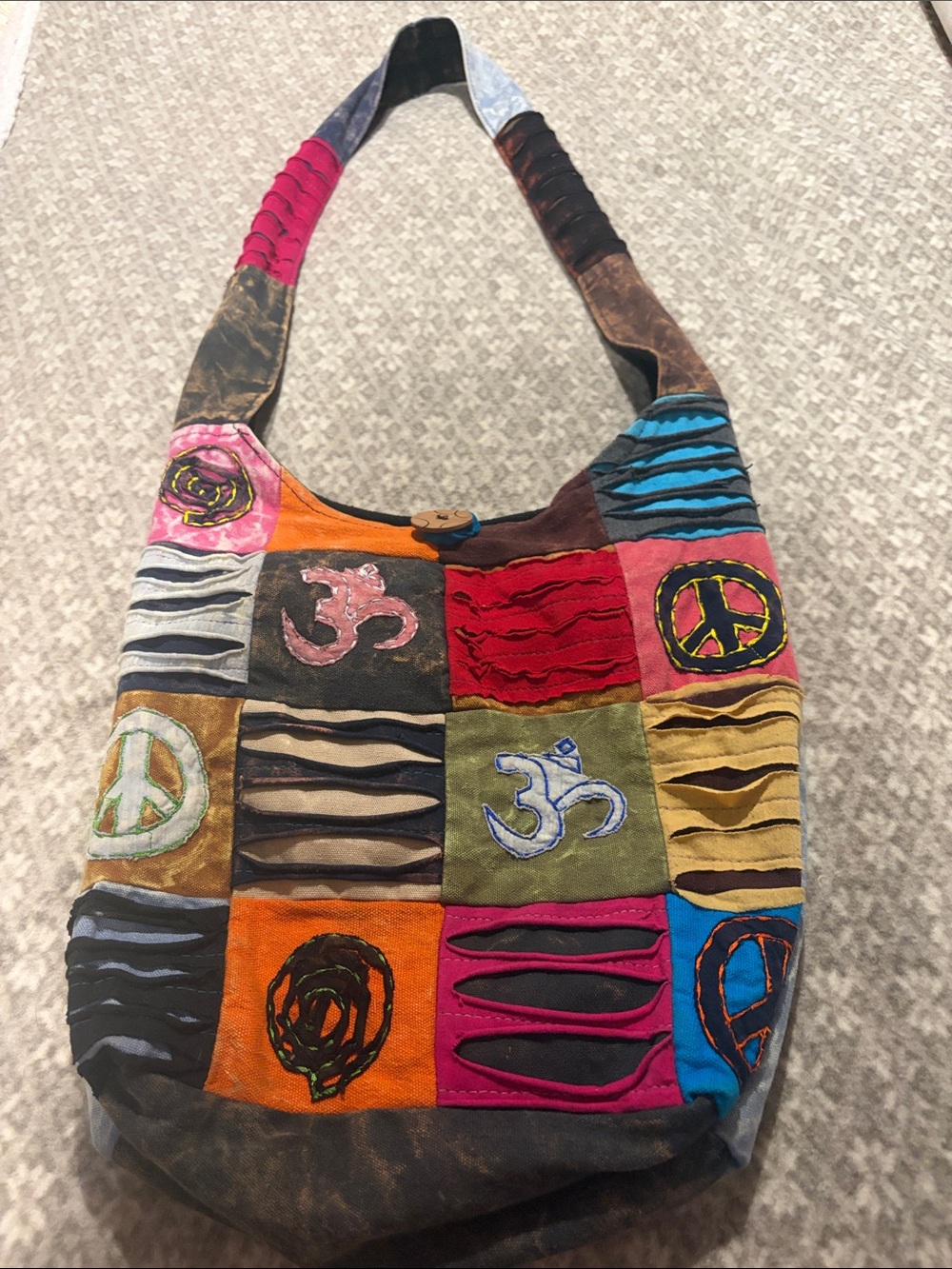 Tribe Azure Bohemian Patchwork Hippie Shoulder Bag Multicolor